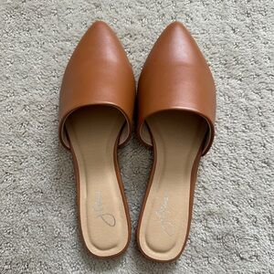 J. Adams Lennox Pointed Toe Slip On Loafers Tan PU